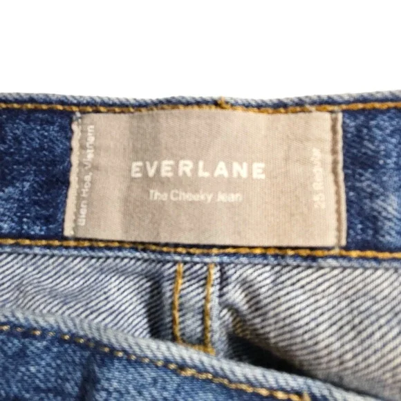 EUC Everlane The Cheeky Mid-Rise Cotton Raw Hem Jeans Sz. 25x26 Washed Midnight - Picture 5 of 11